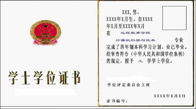 西工大网络教育学位证书样本